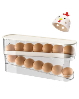 Egg Holder For Fridge Auto Rolling Fridge Egg Cartons Include Egg Washer Egg Organizer For Refrigerator Clear Plastic Egg Disp