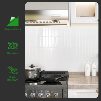 Longking 10Sheet White Peel And Stick Backsplash For Kitchen Wall Kitchen Backsplash Tiles Wall Tiles 114 X 9