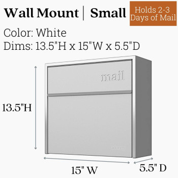 Wall Mount Mailbox Small Antitheft Locking Mailbox Weatherproof Mailboxes For Outside The House 135 H X 15 L X 55