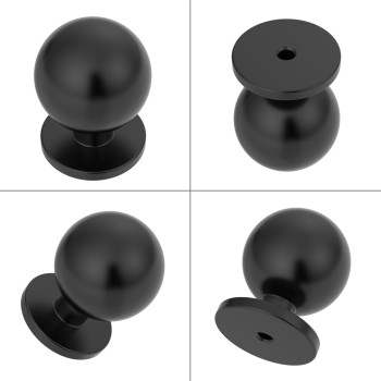 9Build 20 Pack 12 Inch Matte Black Cabinet Knobs Kitchen Cabinet Knobs Black Drawer Knobs Round Dresser Knobs Kitchen Knobs For