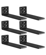 Mloqi 6 Black Pack Heavy Duty Shelf Brackets L Brackets For Shelves Brackets For Wood Shelve 5Mm Thick Floating Shelf Bracket