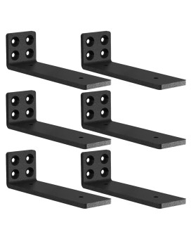 Mloqi 6 Black Pack Heavy Duty Shelf Brackets L Brackets For Shelves Brackets For Wood Shelve 5Mm Thick Floating Shelf Bracket