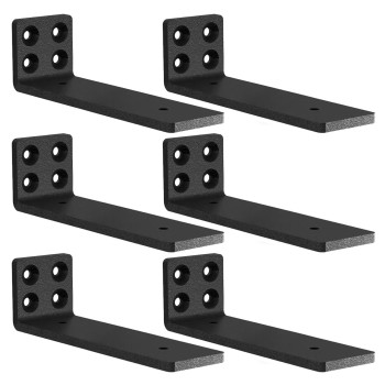 Mloqi 6 Black Pack Heavy Duty Shelf Brackets L Brackets For Shelves Brackets For Wood Shelve 5Mm Thick Floating Shelf Bracket