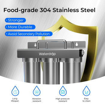 Waterdrop Tstuf 001M Ultrafiltration Under Sink Water Filter Stainless Steel 5X Service Life Remove 9999 Of Contaminants