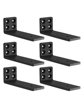 Mloqi 6 Pack Black Heavy Duty Shelf Brackets Brackets For Wood Shelve 5Mm Thick Floating Shelf Bracket Up To 50Kg Capacity 6I