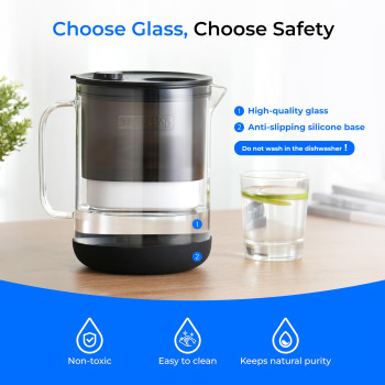 Waterdrop Glass Water Filter Pitcher With 1 Filter Ecofriendly With Nsf 5342372 Certified Filter 7Cup Reduces Pfoapfos