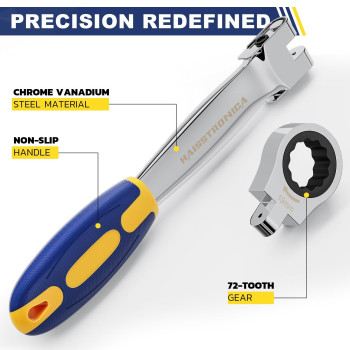 Haisstronica 24 In 1 Interchangeable Heads Ratchet Wrench Set With 38 In Adapter Metric Sae 819Mm And 1434 Inch Flex Hea