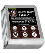 Bluyard Tarp Waterproof 8X10 Ft Heavy Duty Tarp Thicker 16 Mil Large Tarps With Brass Grommets And Reinforced Edges Uvfade Res