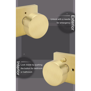 Goldenwarm Privacy Gold Interior Door Knobs Zincalloy Heavy Duty Interior Door Knobs Bedroom Contemporary Brass Door Knobs Pr