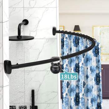 Ynl Curved Shower Curtain Rod 3582In2968Ft Matte Black Rounded Rustproof Shower Rod For Bathroom Bathtub Adjustable Arch