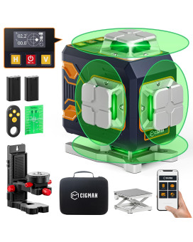 3X360 Laser Level With Remoteapp Control Cigman Green Self Leveling Cross Line Laser For Construction And Picture Hanging 3D