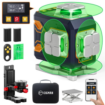 3X360 Laser Level With Remoteapp Control Cigman Green Self Leveling Cross Line Laser For Construction And Picture Hanging 3D