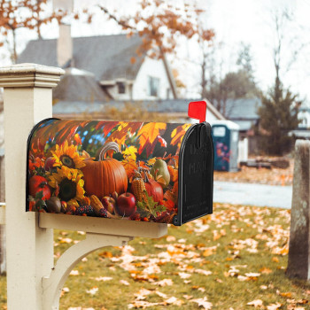 Kcozydecor Autumn Fall Harvest Mailbox Covers Magnetic Standard Size 18 X 21 Thanksgiving Pumpkin Maple Leaf Sunflower M