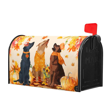 Kcozydecor Fall Dog Mailbox Covers Magnetic Standard Size 18 X 21 Orange Pumpkin Autumn Maple Leaf Mailbox Wraps Post Le