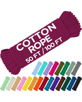 Teceum Cotton Rope 316 5 Mm 50 Ft Strong Allpurpose Braided Rope Natural Cotton For Crafting Amping Clothes Li