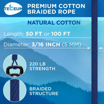 Teceum Cotton Rope 316 5 Mm 100 Ft Strong Allpurpose Braided Rope Natural Cotton For Crafting Amping Clothes L