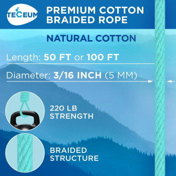 Teceum Cotton Rope 316 5 Mm 100 Ft Strong Allpurpose Braided Rope Natural Cotton For Crafting Amping Clothes L