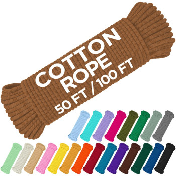 Teceum Cotton Rope 316 5 Mm 50 Ft Strong Allpurpose Braided Rope Natural Cotton For Crafting Amping Clothes Li