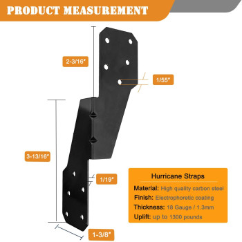 30 Pcshurricane Brackets H25A 18Gauge Galvanized Hurricane Tie 25Ct Heavy Duty Hurricane Straps Left Tie Black