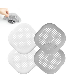 4 Pcs Silicone Drain Protector With Sucker Sink Strainer Shower Drain Cover Hair Catcher For Shower Drain Strainer Plug Trap Fil