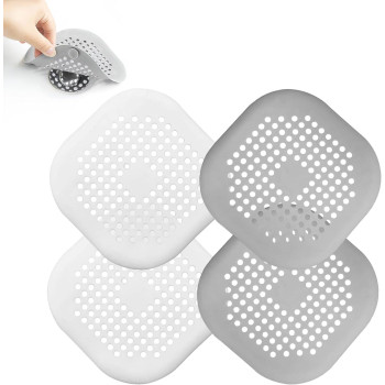 4 Pcs Silicone Drain Protector With Sucker Sink Strainer Shower Drain Cover Hair Catcher For Shower Drain Strainer Plug Trap Fil