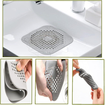 4 Pcs Silicone Drain Protector With Sucker Sink Strainer Shower Drain Cover Hair Catcher For Shower Drain Strainer Plug Trap Fil