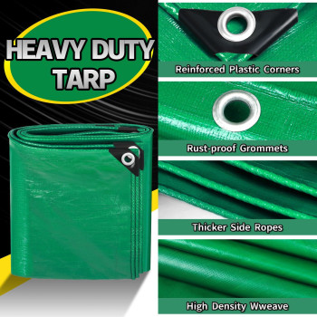 Campmac Super Heavy Duty Tarp 10 X 12 Ft 16 Mil Large Waterproof Tarps High Durability Uv Resistant Tear Resistant With Grom