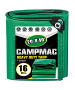 Campmac Super Heavy Duty Tarp 20 X 40 Ft 16 Mil Large Waterproof Tarps High Durability Uv Resistant Tear Resistant With Grom