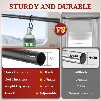 Kuianroll Heavy Duty Curtain Rods For Windows 48 To 84 Inch 1 Inch Diameter Long Curtain Rod With Brackets Adjustable Black Cur