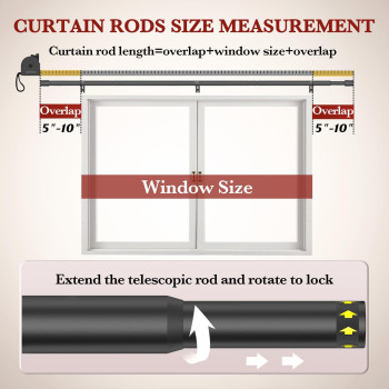 Kuianroll Heavy Duty Curtain Rods For Windows 48 To 84 Inch 1 Inch Diameter Long Curtain Rod With Brackets Adjustable Black Cur