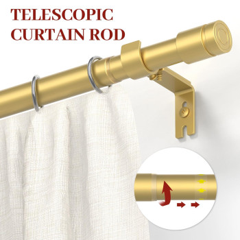 Kuianroll Heavy Duty Curtain Rods For Windows 48 To 84 Inch 1 Inch Diameter Long Curtain Rod With Brackets Adjustable Gold Curt