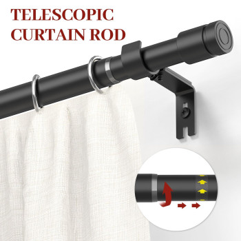 Kuianroll Heavy Duty Curtain Rods For Windows 72 To 144 Inch 1 Inch Diameter Long Curtain Rod With Brackets Adjustable Black Cu