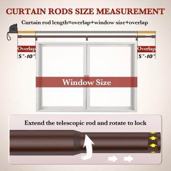 Kuianroll Heavy Duty Curtain Rods For Windows 30 To 48 Inch 1 Inch Diameter Long Curtain Rod With Brackets Adjustable Bronze Cu