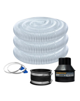 Powertec 70436 4 X 20 Pvc Dust Collection Hose With 2 Stainless Steel Hose Clamps 4 Dust Control Flex Cuff And 4 Hose To