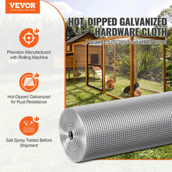 Vevor Hardware Cloth 14 Inch 36In X 50 Ft 23 Gauge Hot Dipped Galvanized Wire Mesh Roll Chicken Wire Fencing Wire Mesh For