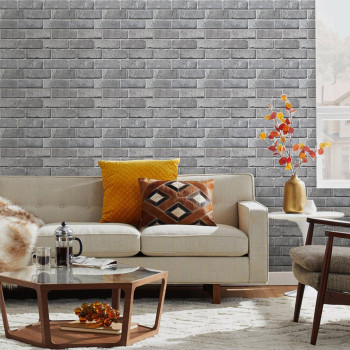 Commomy 10 Pcs 3D Faux Brick Wall Panels 118X118 Small Size Thin Pvc Peel And Stick Brick Farmhouse Diy Selfadhesive Wal