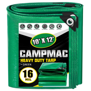 Campmac Heavy Duty Tarp 10 X 12 Ft 10 Mil Large Waterproof Tarps High Durability Uv Resistant Tear Resistant With Grommets E