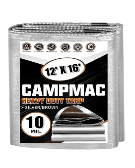 Campmac Heavy Duty Tarp 12 X 16 Ft 10 Mil Large Waterproof Tarps High Durability Uv Resistant Tear Resistant With Grommets E