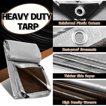 Campmac Heavy Duty Tarp 12 X 16 Ft 10 Mil Large Waterproof Tarps High Durability Uv Resistant Tear Resistant With Grommets E