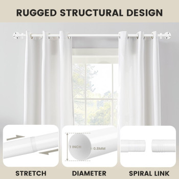 Somins White Curtain Rods 1 Inch Curtain Rods For Windows 32 To 48 Ceiling Mountwall Mount Drapery Rods With Hardware Indust