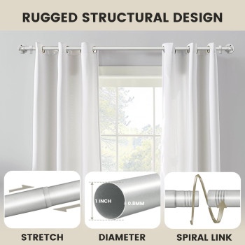 Somins Silver Curtain Rods Curtain Rods For Windows 48 To 84 1 Inch Curtain Rods For Ceiling Mountwall Mount Blackout Curtai