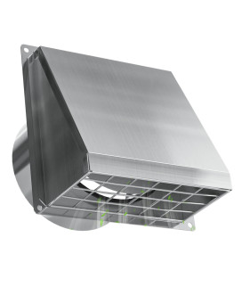 Honguan Dryer Vent Cover Outside 4 Inch With Removable Mesh 304 Stainless Steel Wall Vent Exhaust Vent Cover Rubber Cushioned