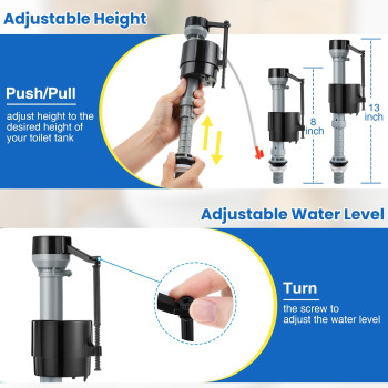 Saillong Universal Toilet Tank Replacement Kit Include Toilet Fill Valve 2 Inch Low Flow Toilet Rubber Flapper Side Mount Toi