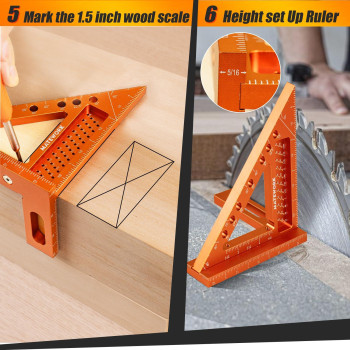 Matework Speed Square 4 Inch Aluminum Carpenter Square Tool Draw Angle Measuring Ruler Tool For Woodworking Rafter Square Ora