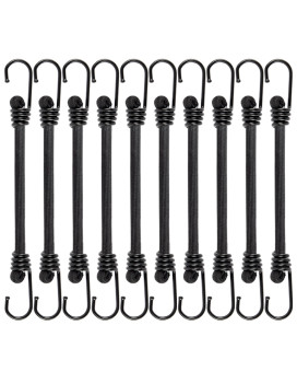 Small Bungee Cord With Hooks 6 Inch10 Packblack Bungee Cords Hooks Heavy Duty Outdoor 8 Mm Diameter Bungee Tie Down Straps For