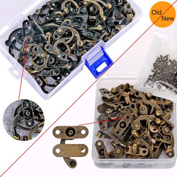 40 Pieces Jewelry Box Replacement Lock Antique Box Latch Thickened Solid Bronze Tone Hook Clasp Right Latch Hook Hasp Horn Lo