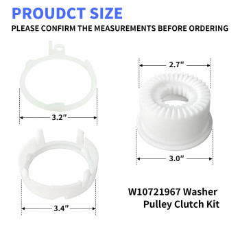 W10721967 Washer Pulley Clutch Kit W10006384 Washer Drive Belt Replacement Kit Compatible For Whirlpool Kenmore Maytag Washing