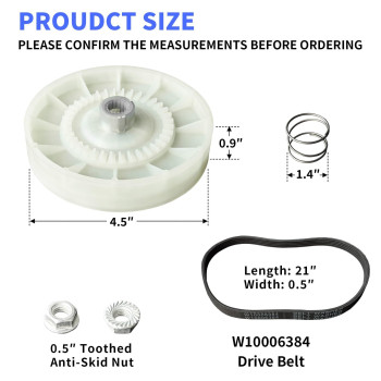 W10721967 Washer Pulley Clutch Kit W10006384 Washer Drive Belt Replacement Kit Compatible For Whirlpool Kenmore Maytag Washing