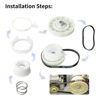 W10721967 Washer Pulley Clutch Kit W10006384 Washer Drive Belt Replacement Kit Compatible For Whirlpool Kenmore Maytag Washing