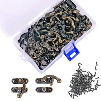 Pgmj 80 Pieces Jewelry Box Hardware Bronze Tone Antique Right Latch Hook Hasp Horn Lock Wood Jewelry Box Latch Hook Clasp And 32